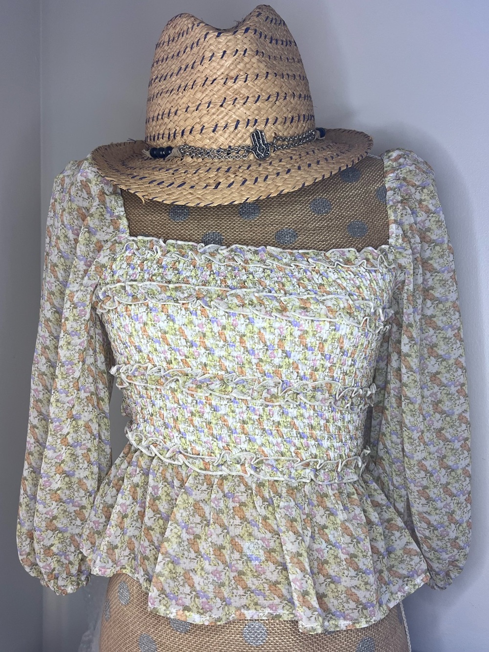 ASTR Wildflower Open-back Ruched Top NWT